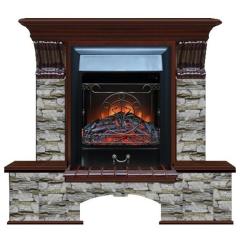 Fireplace Гленрич МДФ Бостон К Magestic BL BR камень-Алтай/цвет-Красное дерево