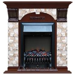 Fireplace Гленрич Fobos BL BR камень-Арбат/цвет-Красное дерево