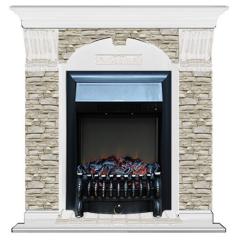Fireplace Гленрич Fobos BL BR камень-Грот однотонный/цвет-Белый