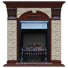 Fireplace Гленрич Fobos BL BR камень-Грот однотонный/цвет-Красное дерево
