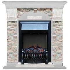 Fireplace Гленрич Fobos BL BR камень-Грот цветной/цвет-Беленный дуб
