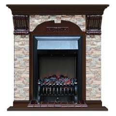 Fireplace Гленрич Fobos BL BR камень-Грот цветной/цвет-Дуб 46