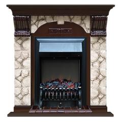 Fireplace Гленрич Fobos BL BR камень-Карелия/цвет-Дуб 46