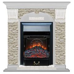 Fireplace Гленрич Magestic BL BR камень-Грот однотонный/цвет-Беленный дуб