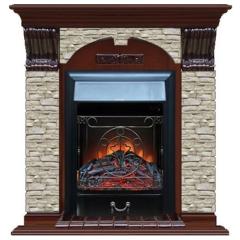 Fireplace Гленрич Magestic BL BR камень-Грот однотонный/цвет-Красное дерево