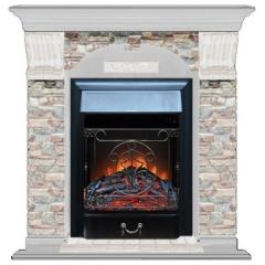 Fireplace Гленрич Magestic BL BR камень-Грот цветной/цвет-Беленный дуб