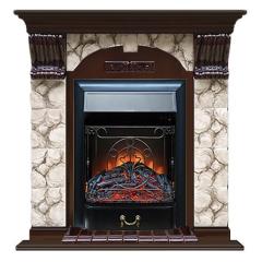 Fireplace Гленрич Magestic BL BR камень-Карелия/цвет-Дуб 46