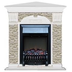 Fireplace Гленрич Fobos BL BR камень-Грот однотонный/цвет-Белый