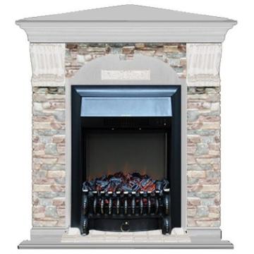 Fireplace Гленрич Fobos BL BR камень-Грот цветной/цвет-Беленный дуб 