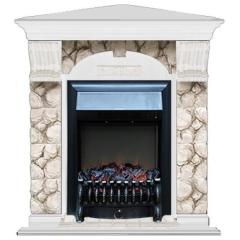Fireplace Гленрич Fobos BL BR камень-Карелия/цвет-Белый