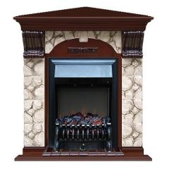Fireplace Гленрич Fobos BL BR камень-Карелия/цвет-Красное дерево
