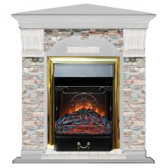 Fireplace Гленрич Magestic BL BR камень-Грот цветной/цвет-Беленный дуб