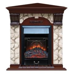 Fireplace Гленрич Magestic BL BR камень-Карелия/цвет-Красное дерево