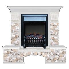 Fireplace Гленрич Бостон К Fobos BL BR камень-Арбат/цвет-Беленный дуб