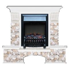 Fireplace Гленрич Бостон К Fobos BL BR камень-Арбат/цвет-Белый