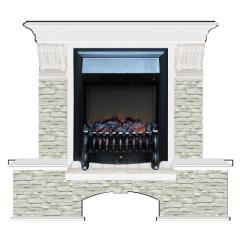 Fireplace Гленрич Бостон К Fobos BL BR камень-Грот однотонный/цвет-Белый