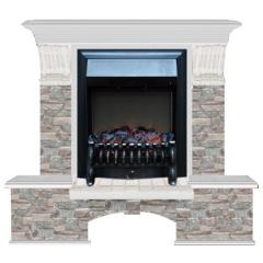 Fireplace Гленрич Бостон К Fobos BL BR камень-Грот цветной/цвет-Беленный дуб