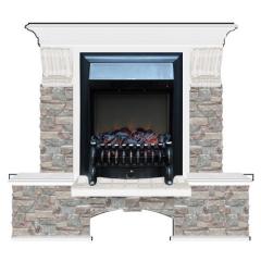 Fireplace Гленрич Бостон К Fobos BL BR камень-Грот цветной/цвет-Белый