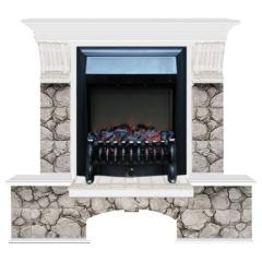 Fireplace Гленрич Бостон К Fobos BL BR камень-Карелия/цвет-Белый