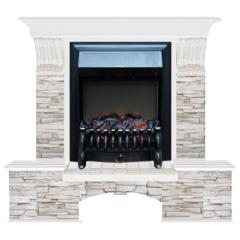 Fireplace Гленрич Бостон К Fobos BL BR камень-Мисхор/цвет-Белый