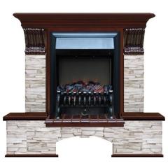 Fireplace Гленрич Бостон К Fobos BL BR камень-Мисхор/цвет-Красное дерево