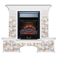 Fireplace Гленрич Бостон К Magestic BL BR камень-Арбат/цвет-Белый