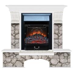 Fireplace Гленрич Бостон К Magestic BL BR камень-Карелия/цвет-Белый