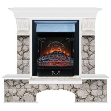 Fireplace Гленрич Бостон К Magestic BL BR камень-Карелия/цвет-Белый 