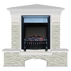 Fireplace Гленрич Бостон К Fobos BL BR камень-Грот однотонный/цвет-Беленный дуб