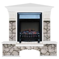 Fireplace Гленрич Бостон К Fobos BL BR камень-Карелия/цвет-Белый