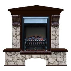 Fireplace Гленрич Бостон К Fobos BL BR камень-Карелия/цвет-Дуб 46