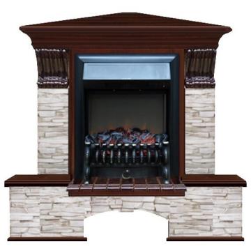 Fireplace Гленрич Бостон К Fobos BL BR камень-Мисхор/цвет-Красное дерево 