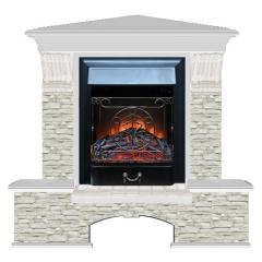 Fireplace Гленрич Бостон К Magestic BL BR камень-Грот однотонный/цвет-Беленный дуб