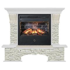 Fireplace Гленрич Бостон Samba 3D камень-Грот однотонный/цвет-Белый