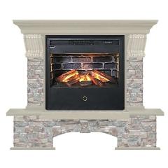 Fireplace Гленрич Бостон Samba 3D камень-Грот цветной/цвет-Беленный дуб