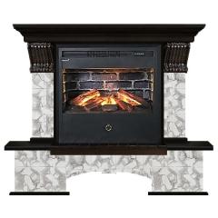 Fireplace Гленрич Бостон Samba 3D камень-Карелия/цвет-Венге