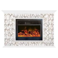 Fireplace Гленрич Пафос 28 New flame камень-Карелия/цвет-Белый