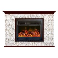 Fireplace Гленрич Пафос 28 New flame камень-Карелия/цвет-Красное дерево