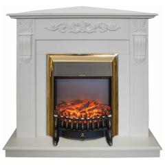 Fireplace Realflame Dominica WT Corner Fobos S Lux Brass