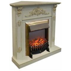 Fireplace Realflame Anita Corner WT Fobos Lux Brass