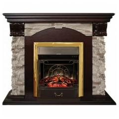 Fireplace Realflame Dublin Rock Majestic Lux Brass