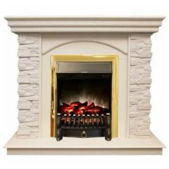 Fireplace Realflame Elford Fobos Lux Brass сланец/бежевый с патиной