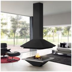 Fireplace Traforart Gaia центральный без стекла черный