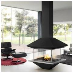 Fireplace Traforart Gaia центральный со стеклом черный