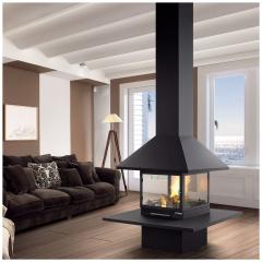 Fireplace Traforart Vulcano со стеклом полка-сталь черный